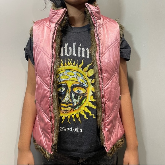 Girls Reversible Pink Faux Fur Vest-XL (12) - Picture 5 of 11
